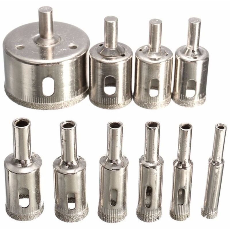 10-teiliges Set Diamantbeschichteter Hss-bohrer Für Fliesen, Marmor, Glas Und Keramik, Lochsägen-bohrbits Für Elektrowerkzeuge, 3-50 Mm