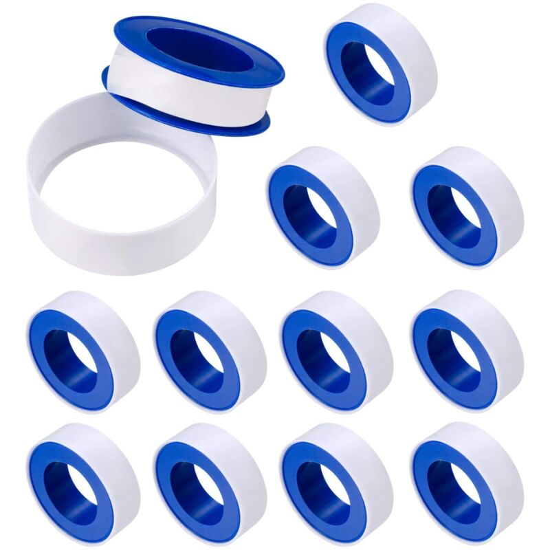 Ptfe-dichtband, Industrielles Markierungsband, Teflon-dichtband Für Sanitäranlagen, 12 Mm X 10 M Rohrbandrolle - 12 Stück