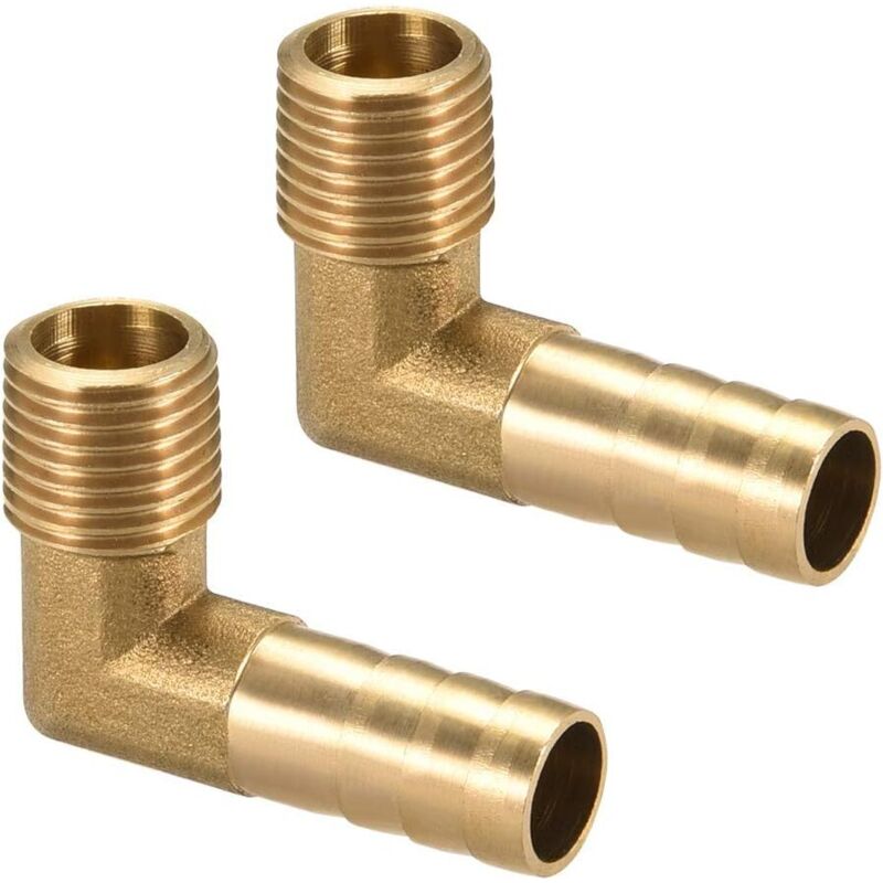 90-grad-winkelverschraubung Mit Schlauchtülle Aus Messing, 10 Mm, 1/4" Außengewinde G Mit Schlauchtülle, 2 Stück