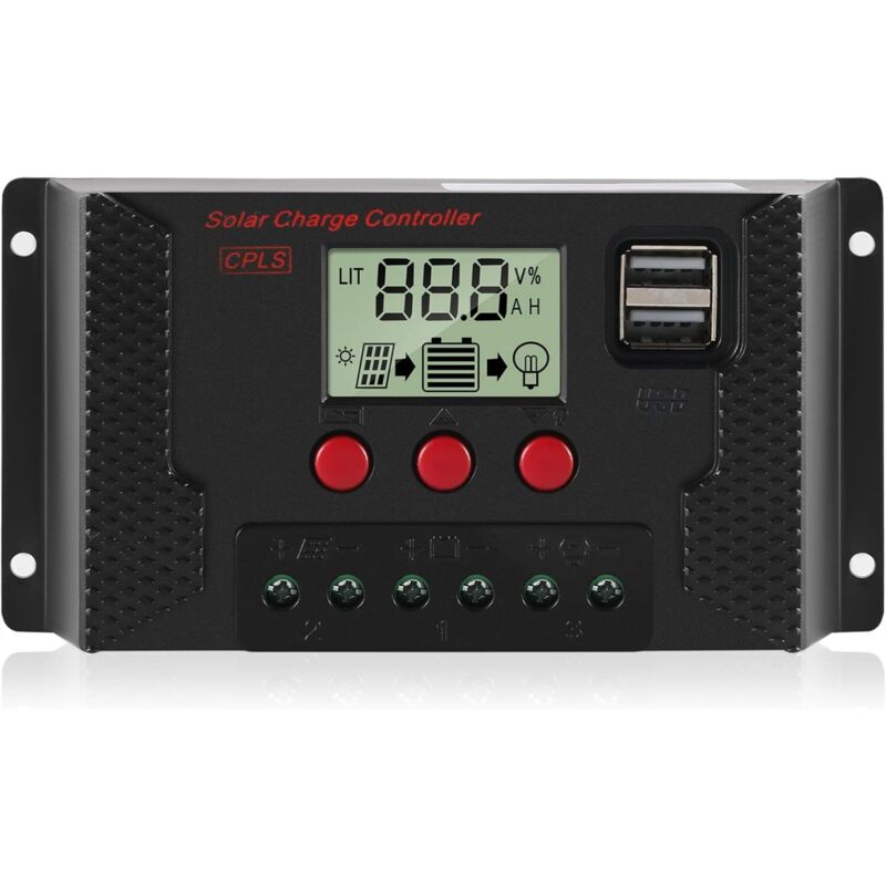 30-a-laderegler, Solarladeregler Mit Automatischer Erkennung, 12 V/24 V Mit Lcd-bildschirm Und 5-v-usb-anschluss.
