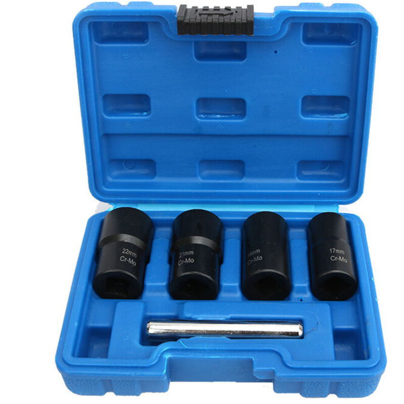 Satz Aus 5 Verdrehten Stecknüssen, Bolzenauszieher Für Beschädigte Schrauben Mit 1,27 Cm, Zum Entfernen Von Radmuttern In Den Größen 17 Mm, 19 Mm, 21 Mm Und 22 Mm