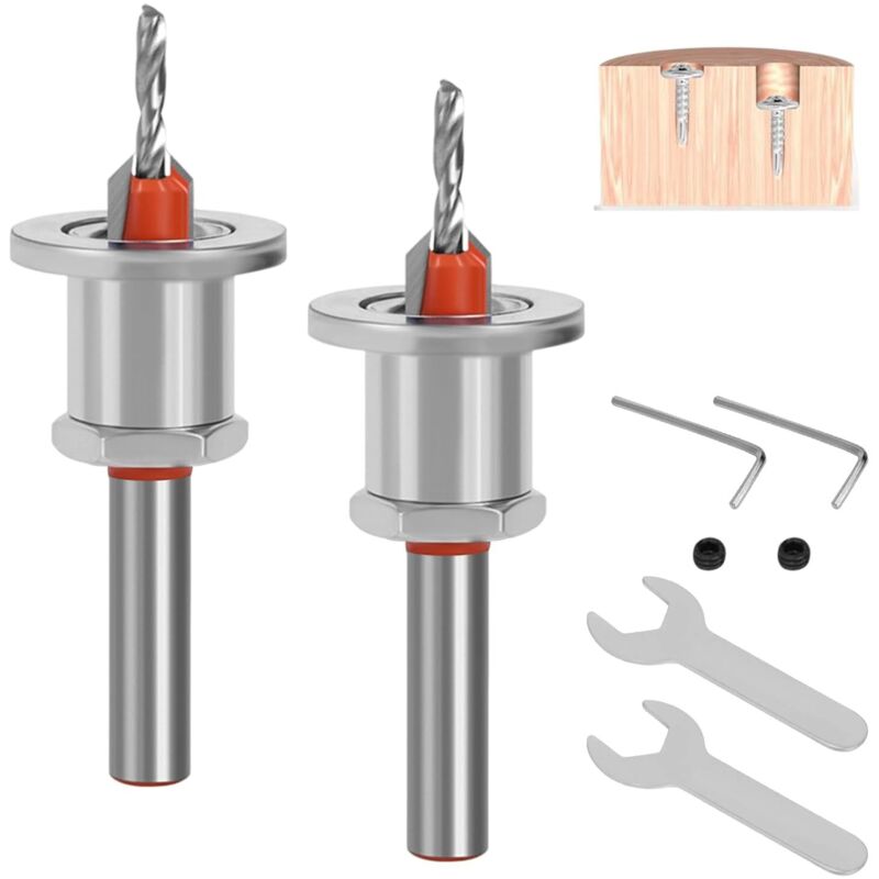2 Stück Hss-senkbohrer, Konische Senker Aus Stahl 8 Mm, Satz Zum Anfasen, Holz-fräser Mit Konischen Bohrungen (2,8 + 3,2 Mm)