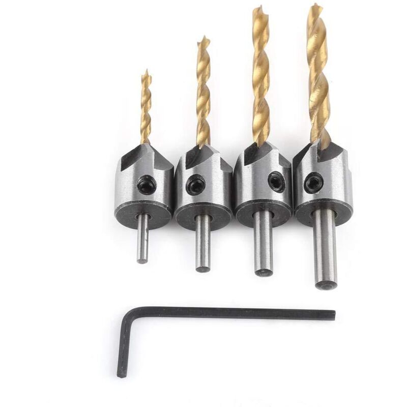 Forstnerbohrer Für Chanfrein, Senkfräser-set Zum Anfasen, Tischler-reibahle, Senkbohrer Mit Inbusschlüssel (4 Stück, 3-6 Mm)