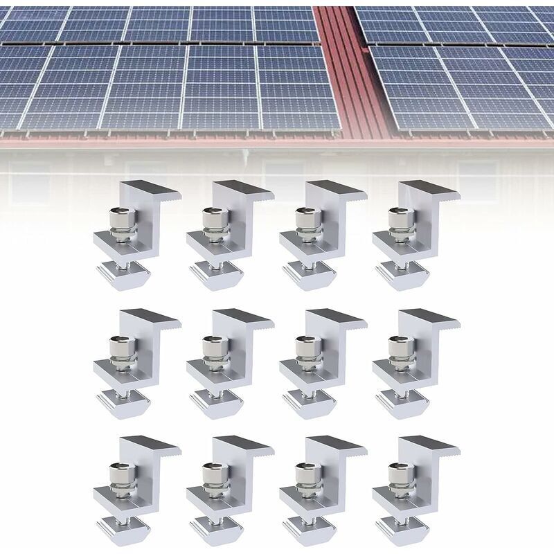 Unterstützung Für Solarpanel, Endklemmen Für Solarmodule, 12 Stück Verstellbare Aluminium-endklemmen Für 35 Mm Solarpaneele, Für Wohnmobile Und Andere Dachinstallationen