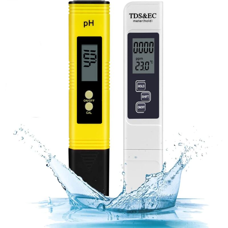 2 Stück Wasserqualitätstester, Elektronischer Ph-meter, Tds & Ec Und Temperaturmessgerät, 4-in-1-wasserqualitätstester Mit Lcd-bildschirm, Hohe Präzision Mit 0,01 Auflösung, Für Pool Und Trinkwasser