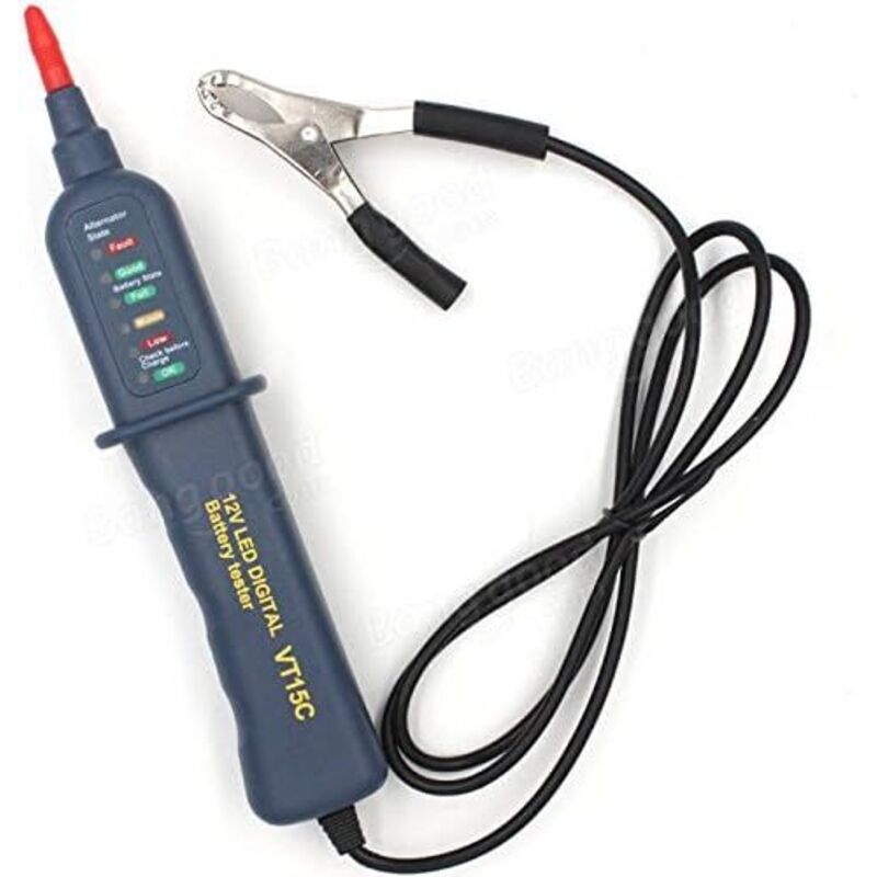 Batterietester Für Autos - 12 Volt - Mit Led-anzeige Und Krokodilklemme