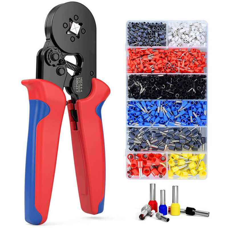 Crimpzange, Crimpwerkzeug-set Mit 1200 Aderendhülsen Für Kabel, Einstellbare Crimpzange Für Aderendhülsen, Crimpzange Für Elektrische Kabel (crimpzange + 1200 Klemmen) Rot