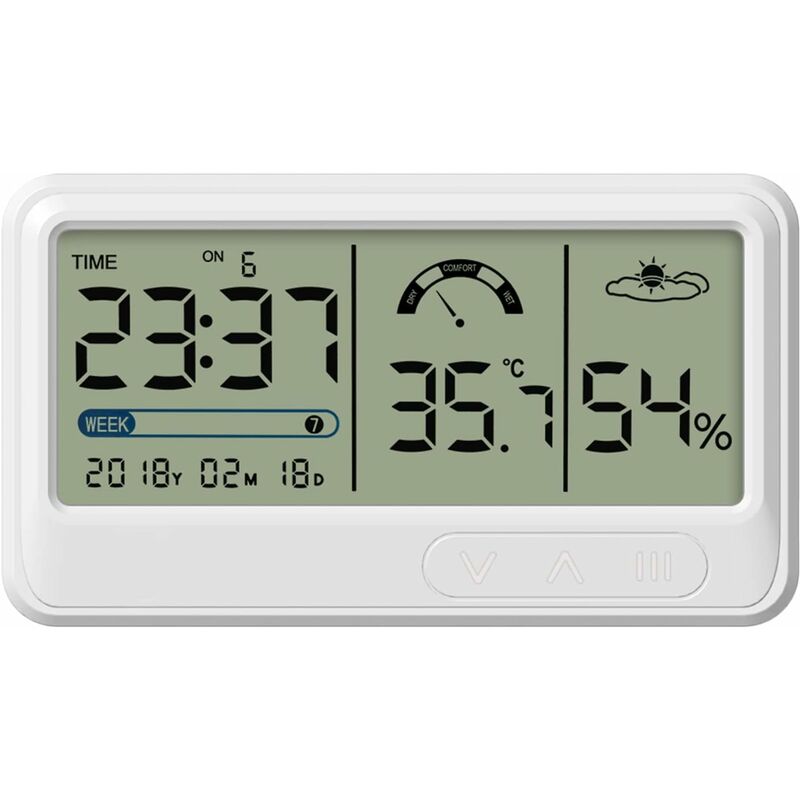 Digitales Hygrometer, Elektronischer Temperatur- Und Luftfeuchtigkeitsmesser Mit Lcd-anzeige Für Uhrzeit Und Datum, Innenthermometer, Hygrometer Mit Halterung Für Gewächshaus Im Garten.