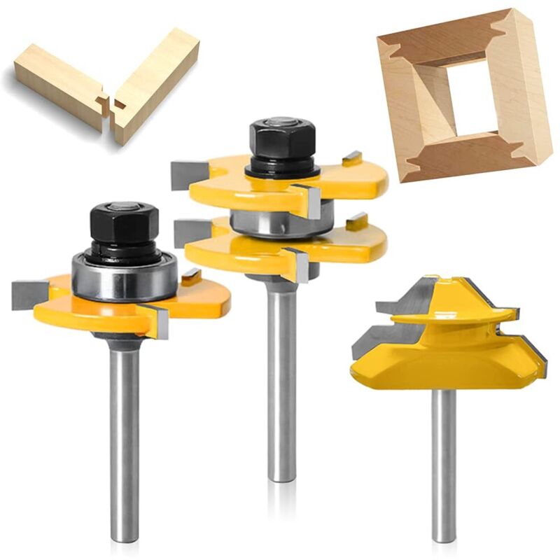3er-set Fräserbits – Aus Hartmetall Für Hartholz – Schaftdurchmesser 1/4 Zoll – Zahnbreite 6,35 Mm – Zahntiefe 12,7 Mm