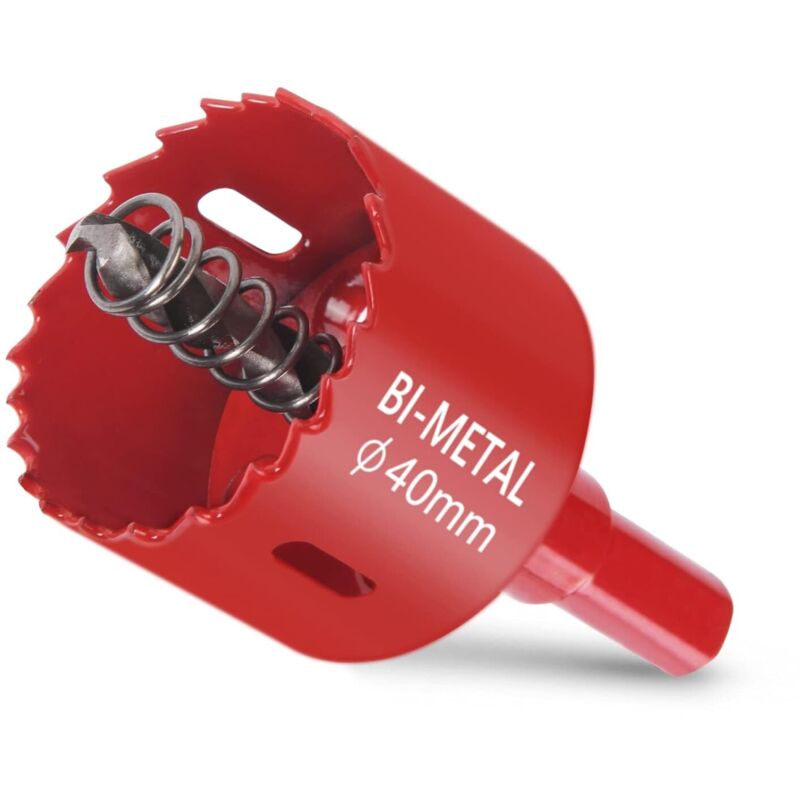 Bimetall-lochsäge, Holz-lochsäge Ø40mm, Lochsäge Mit Hexadapter Und Zentrierbohrer, Zum Bohren In Kunststoff, Pvc, Holz, Faserplatten, Weichmetall