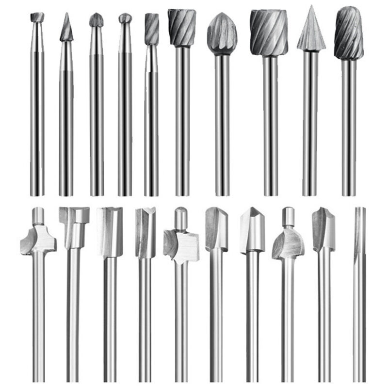Fräser Für Fräsmaschine, 20-teiliges Set Aus Schnellarbeitsstahl (hss), Schaftdurchmesser 1/8" (3 Mm)