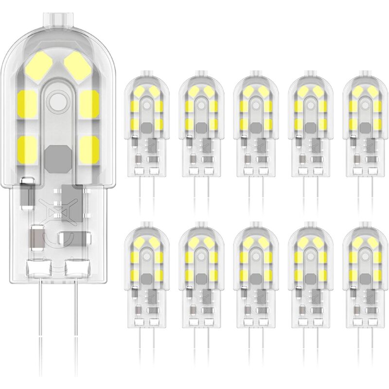 Led-g4-lampe, 2 W, Entspricht 20-w-halogenlampe, Kaltweiß 6000 K, 200 Lm, 12 Smd, 12 V Ac/dc, 10er-pack [energieeffizienzklasse A+]