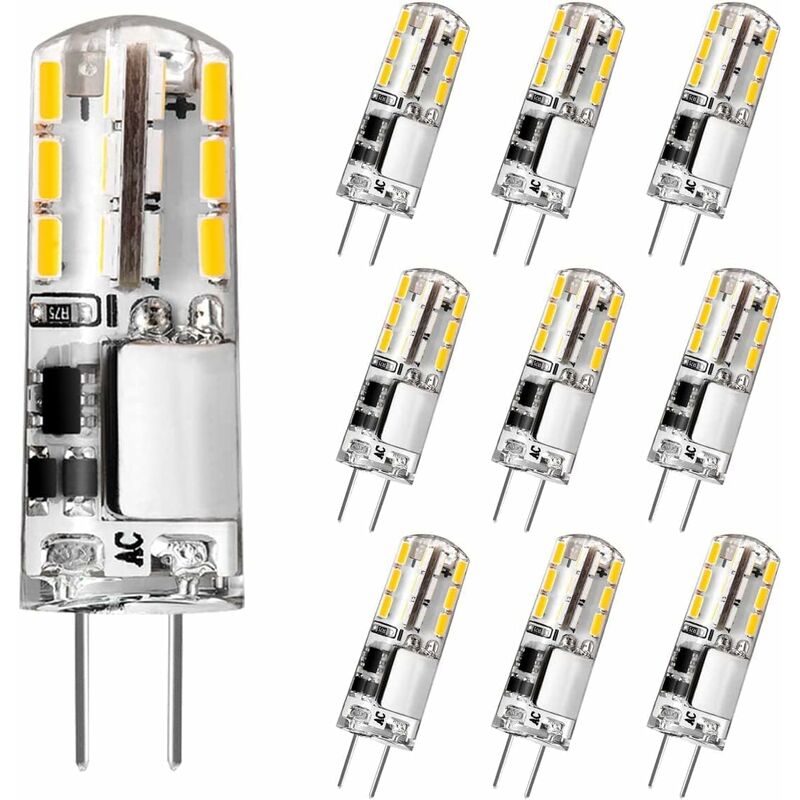 G4 Glühbirne, Led G4 2w 180lm, Entspricht Einer 20w Halogenlampe, Warmweiß 3000k, Ac/dc 12v, Flimmerfrei, Energiesparende Lampe Für Dunstabzugshaube, Nicht Dimmbar, 10er Pack [clas