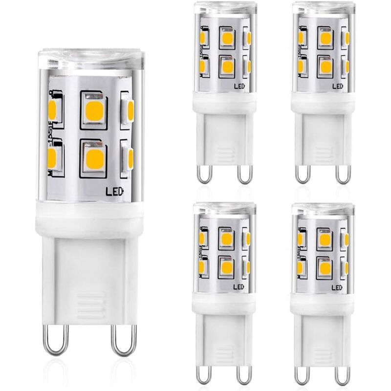 G9 Led 2w, Entspricht 20w 25w G9 Halogen, 200lm Warmweiß 3000k G9 Led Glühbirne Lampe, Cri 80, 360 Grad Abstrahlwinkel, Ac 220-240v, Nicht Dimmbar, 5er Pack [energieeffizienzklasse F]