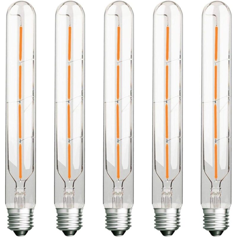 5er-pack Lange Röhrenlampen, Led-edison-glühfaden, 4w, Entspricht 40w Glühlampe, E27-sockel, Warmweißes Licht 2700k, 400lm, Klares Glas, 360° Abstrahlwinkel, Ac 220-240v