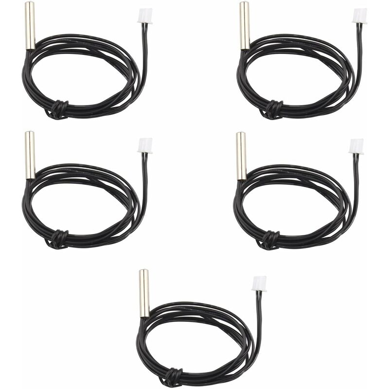 5 Stück Wasserdichte Ntc-temperaturfühler, 10k 1% 3950 Thermistor, 1 M Verlängerungskabel, Temperaturdetektor, Anzeige Für Klimaanlagen/kühlschränke Im Auto