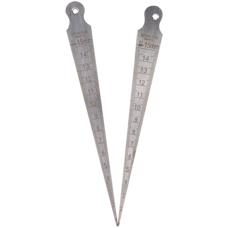 2 Stück Edelstahl-keillehre, Konische Schweißnahtlehre, Konisches Dickenmessgerät