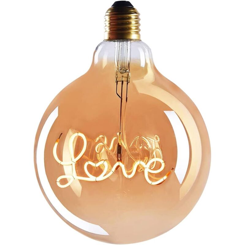 Led-glühbirne E27 Edison Tube Love - Sockel E27 - Dimmbare Led-lampe - 4w, Warmweiß, 230v, El27 - Vintage E27 Glühbirne/retro-glühfadenlampe