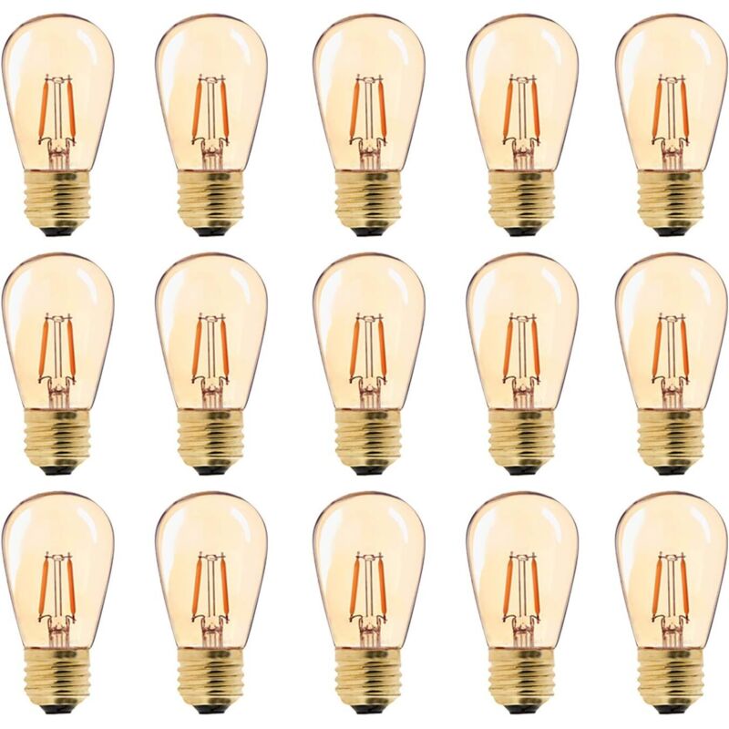Led-glühbirne E27 Vintage, St45, Leicht Austauschbar, Entspricht 10w Glühlampen, Superwarmes Weißlicht 2200k, Mittlere Fassung E27, Goldfarbenes Glas, Nicht Dimmbar, 15er-pack