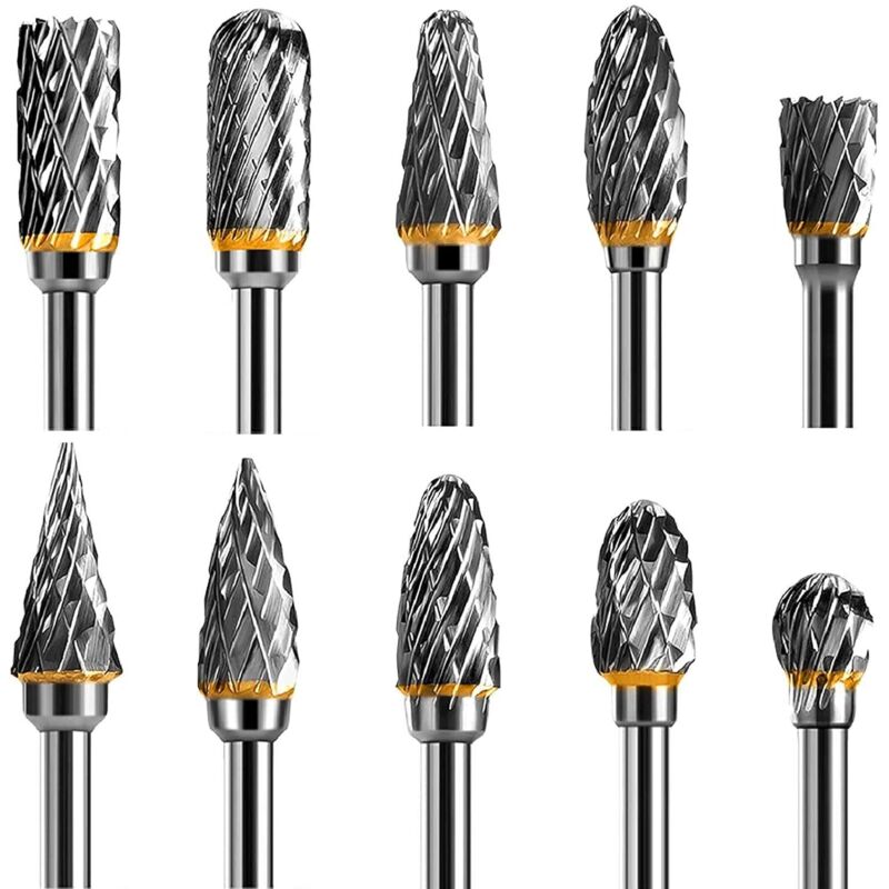 Rotierendes Fräswerkzeug Aus Hartmetall Mit Doppelter Schneide, 10-teilig, Schaft 1/8 Zoll Für Drehwerkzeuge, Ideal Für Diy, Holzschnitzerei, Metallpolieren, Gravur Und Bohren