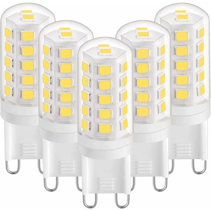 Led-g9-glühbirne 3w, Natürliches Weiß 4000k, G9-led-lampen 420lm, Entspricht Einer 28w/40w-halogenlampe, Mais-led-g9-glühbirnen Für Bürolampen, Flimmerfrei, Ac 220-240v, 5er-pack