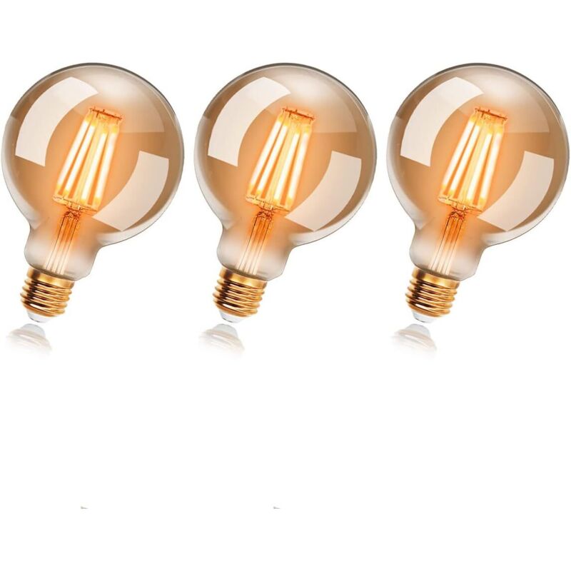 Edison Vintage G80 Led-glühbirnen, 4w, Warmweißes Licht 2200k, E27-sockel, Entsprechen 40w-glühlampen, Retro Glühfaden-birnen, Dekorative Antike Lampen, Nicht Dimmbar, 3er-pack