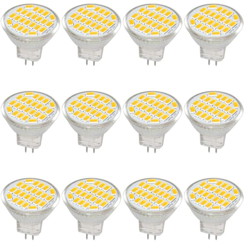 Led-lampe Mr11 Gu4, Dc/ac 10-30v Stromversorgung, 3w, 12v, 24v, Entspricht 30w Halogenlampe, 400 Lumen, Warmweißes Licht 3000k, Led-ersatz Für Kits, Garten, Innenbereich (12er-pack)