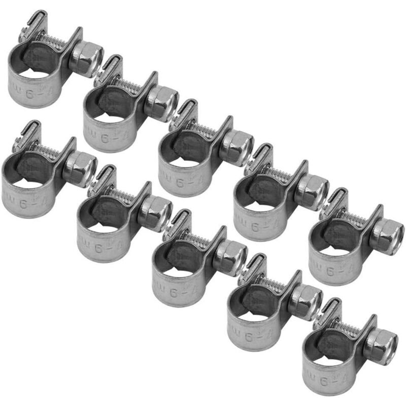 Set Aus 10 Sehr Robusten Edelstahl-kabelbindern Für Kraftstoffschläuche, Größe 7 Mm–9 Mm, Für Hydraulik