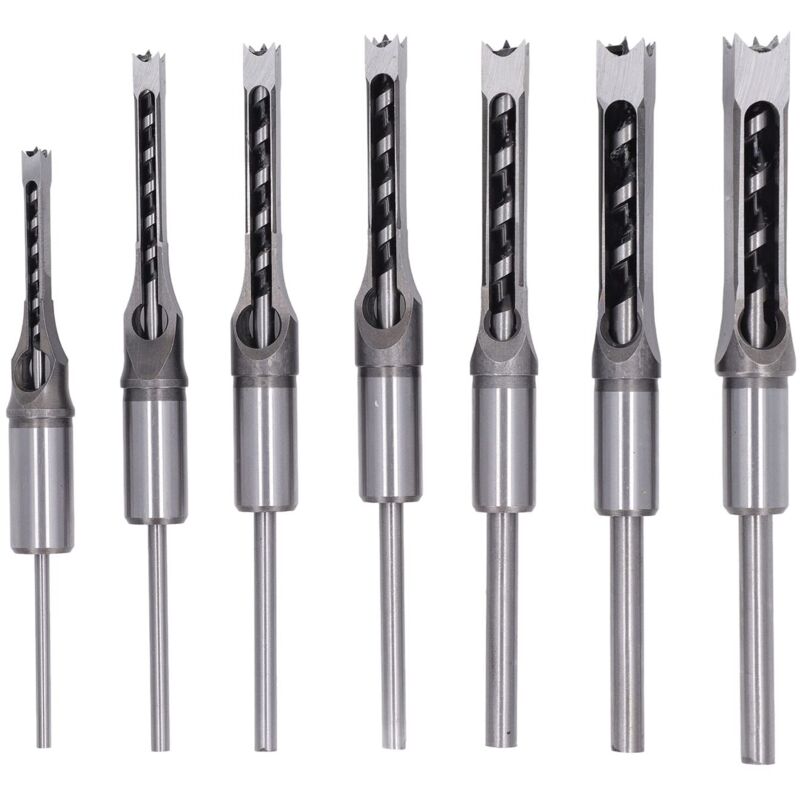 7-teiliges Set Aus Quadratischen Holzbohrern 1/4in 5/16in 3/8in 2/5in 1/2in 9/16in 5/8in Hss Stemmeisen-bohrer-set Mit Aufbewahrungsbox