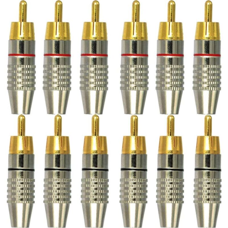 12 Stück Rca-stecker, Audio-video-rca-stecker, Rca-audioanschlussstecker, Lötfreie Rca-steckverbinder, Rca-plug-buchsen