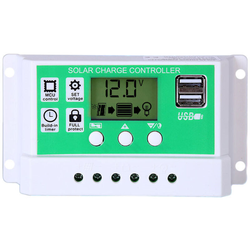 30a Solarladeregler Für Blei-/lithiumbatterien 12v/24v, Intelligenter Laderegler Mit Lcd-bildschirm Und Dualen Usb-anschlüssen, Einstellbare Ein-/ausschalt-timer-funktion