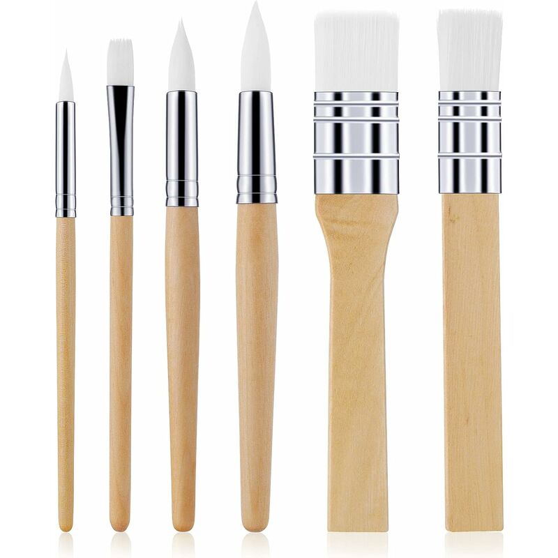 Holzpinsel-set, 6-teiliges Acrylfarben-pinselset, Künstlerpinsel Für Öl, Aquarell, Leinwand, Holztafeln, Rockmalerei, Körper-, Gesichts- Und Nagelkunst