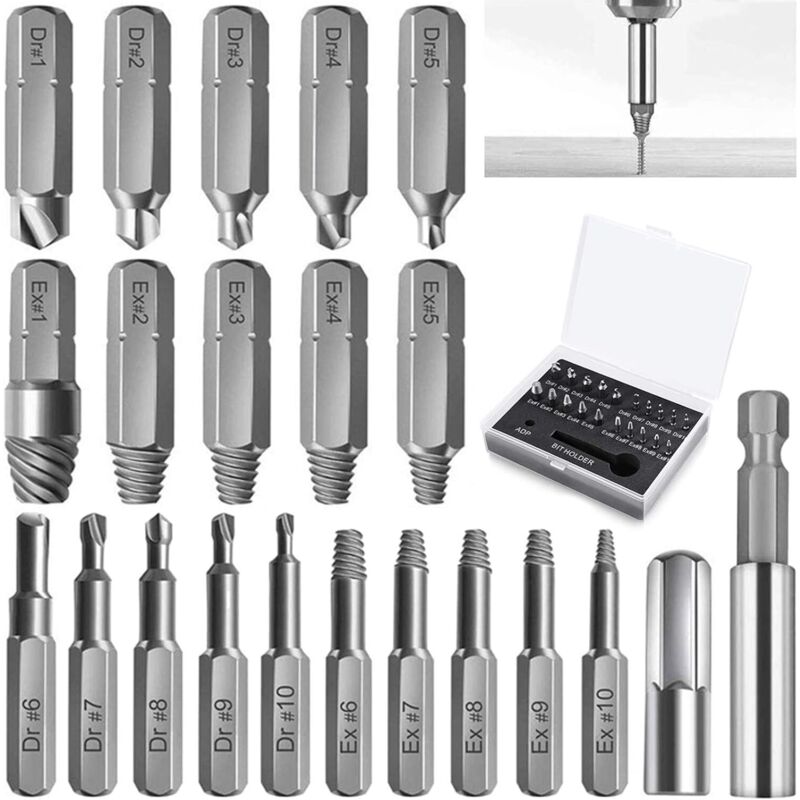 22 Schraubenausdreher-set, Mit Separaten Spitzen Zum Polieren Und Ausdrehen, Für Beschädigte Bolzen Oder Schrauben, Von 2 Bis 12 Mm, Mit Magnetischem Bit-halter Und Stecknussadapter.
