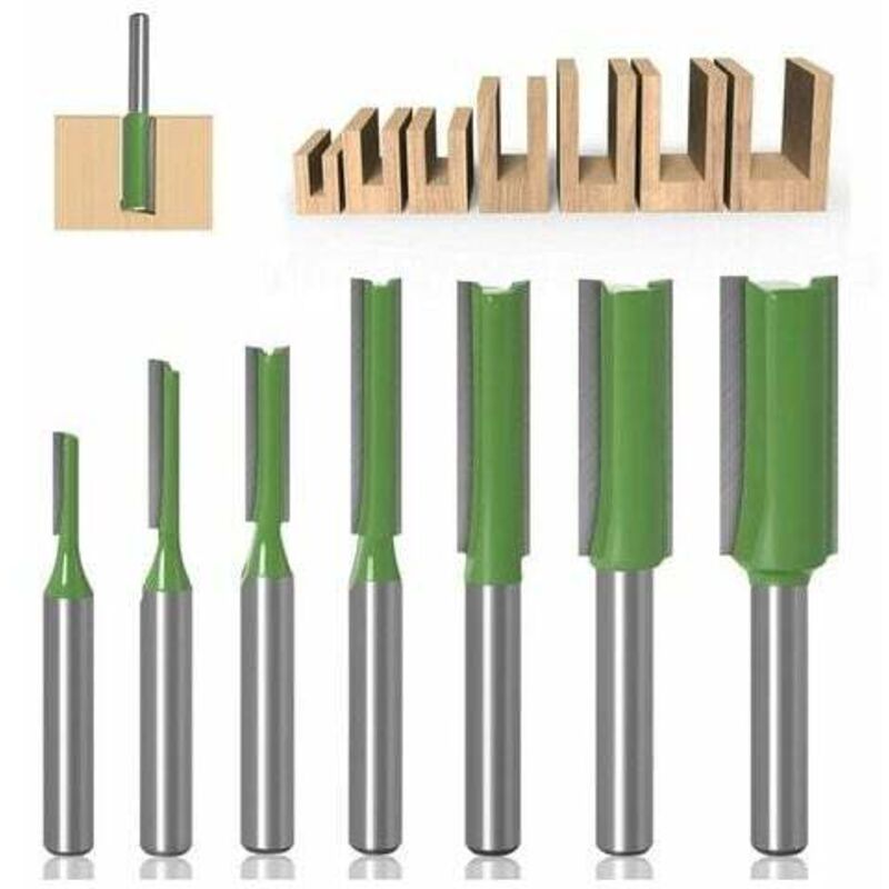 6 Mm Gerader Fräser, 7-teiliges Set Mit Geraden Routerbits, Gerade Spannzangen-set, Holzfräswerkzeuge Aus Hartmetall