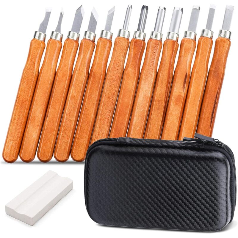 Holzmeißel, Schnitzwerkzeug-set, Stahlmeißel Mit Holzgriff, Für Anfänger/hobbyisten/diy/bildhauer/wachsbearbeitung/töpfer, Mit Schleifstein/aufbewahrungstasche.