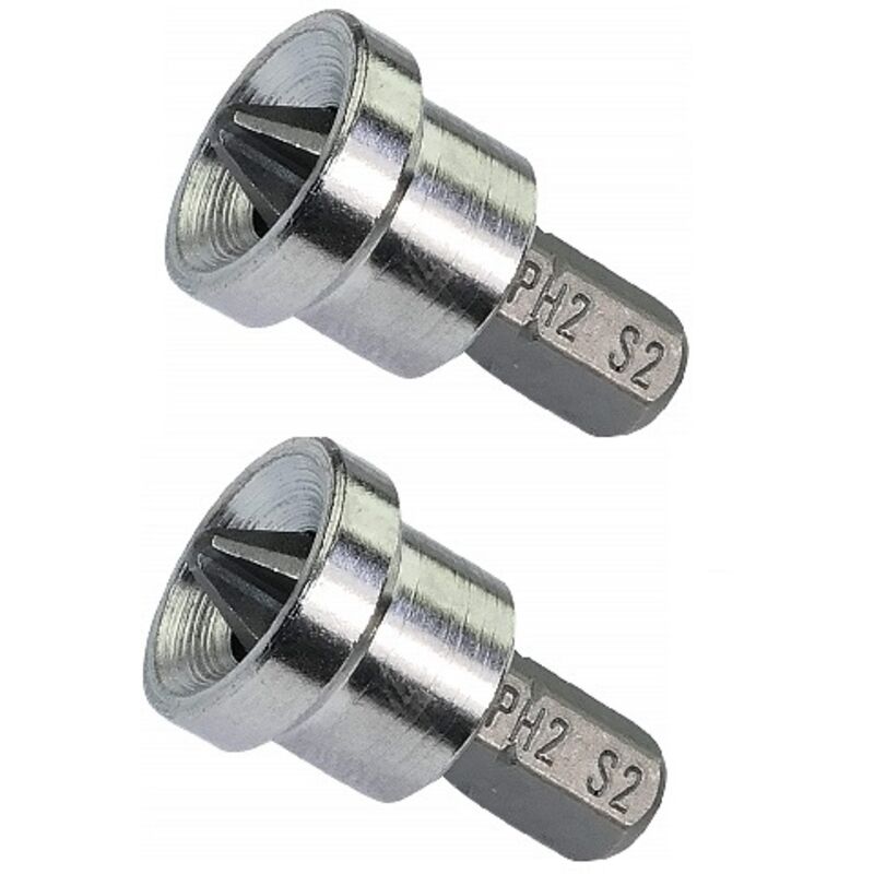 Set Aus 2 Speziellen Bits Für Gipskartonplatten/placo, Ph2x25mm, 1/4'', Für Kreuzschlitzschrauben Mit Phillips Ph2-antrieb - Beschläge/handwerkzeuge - Aus S2-stahl