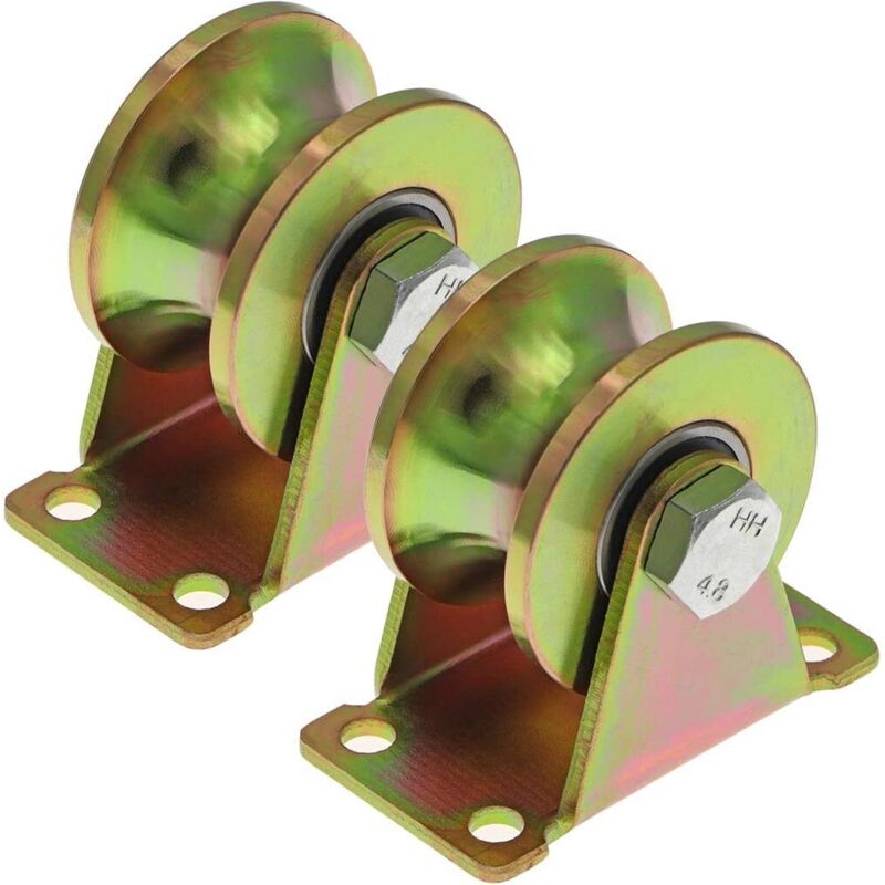 2 Pz. Schiebetor-rollen 50 Mm, Stahlräder Mit U-nut, U-nut-rollen Für Umgekehrte Schiene, Industrielle Maschine, Schiebetür, Tragfähigkeit 300 Kg Pro Rad