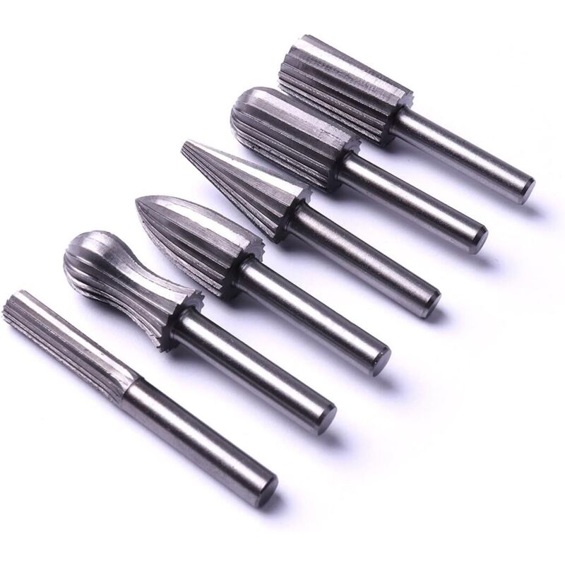 Satz Von 6 Rotierenden Stahlfräsern, 6 Mm, Zum Schleifen Von Metall, Kunststoff, Holz Und Stein