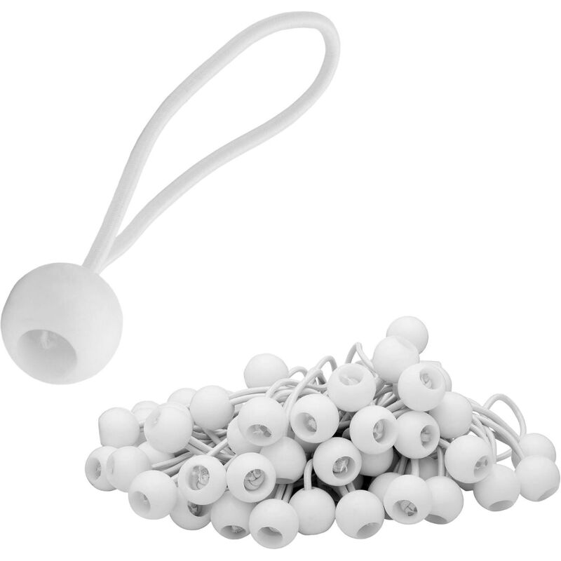50x Spanner, Gummiband-lot, Elastische Haken Mit Kunststoffkugel, Gummibänder Für Vorhänge Für Planen, Gartenpavillon, Vorhänge, Weiße Hochspannung