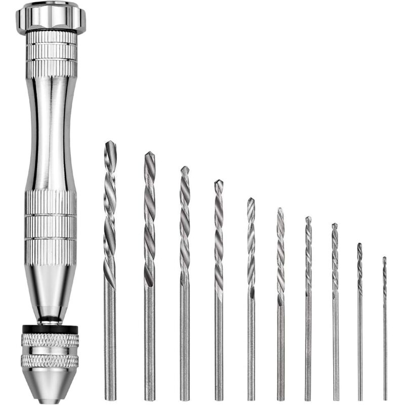Mini-handbohrer Mit 10 Spiralförmigen Mikrobohrern 0,8 Mm–3,0 Mm, Schraubspitzen, Mini-mikro-handbohrwerkzeuge Für Modellbau, Walnuss, Bernstein, Olive, Nüsse