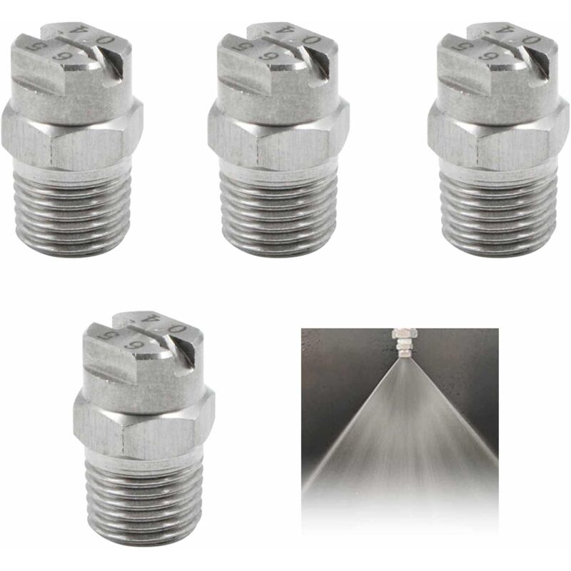 Hochdruck-spritzdüse Aus Edelstahl – 65° Winkel – Durchflussmenge 0,4-5 L/min – 1/4'' Gewindeanschluss – 4er-pack