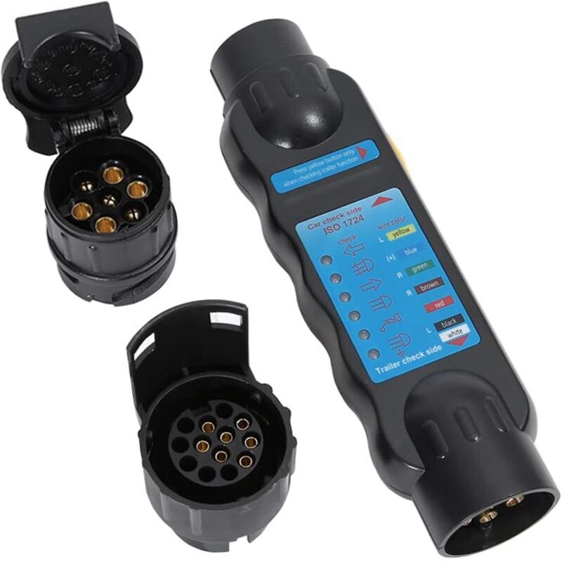 Tester Für 7-polige Anhängerkupplung – Kabelbaum-diagnosewerkzeug – Inklusive 7-13 Adapter – Materialien: Abs Und Kupfer