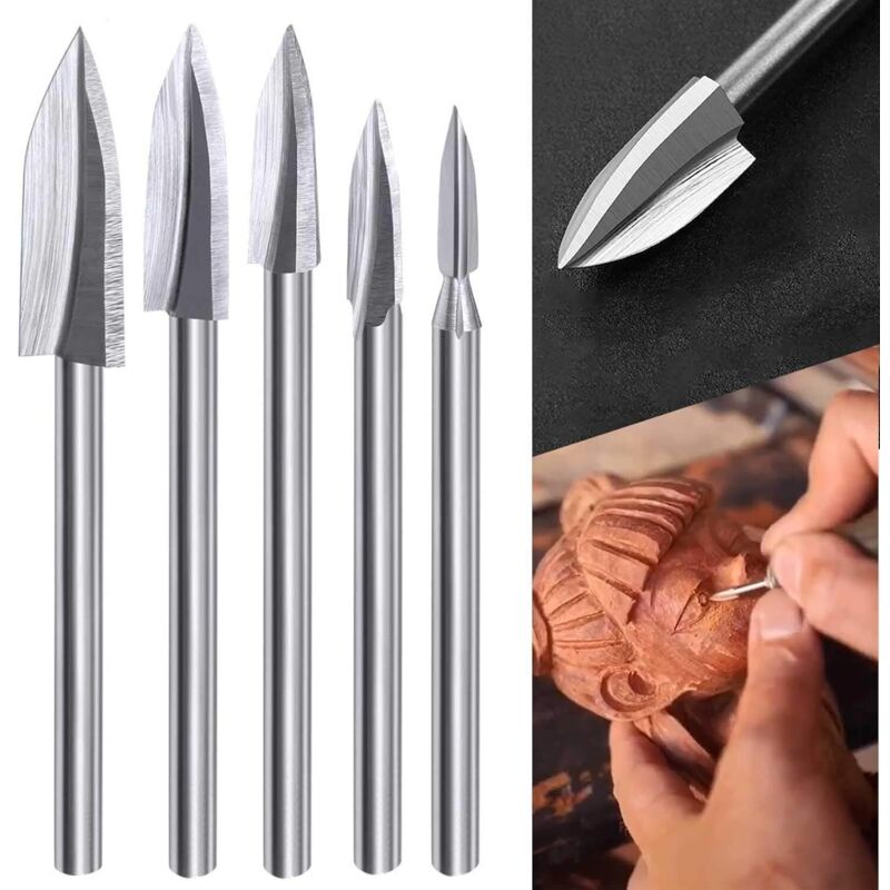 Set Aus 5 Schnitzbits Für Holz Mit 1/8-zoll-schaft Für Drehwerkzeuge, Ideal Für Diy, Holzbearbeitung, Gravur, Schnitzen, Bohren Und Schleifen