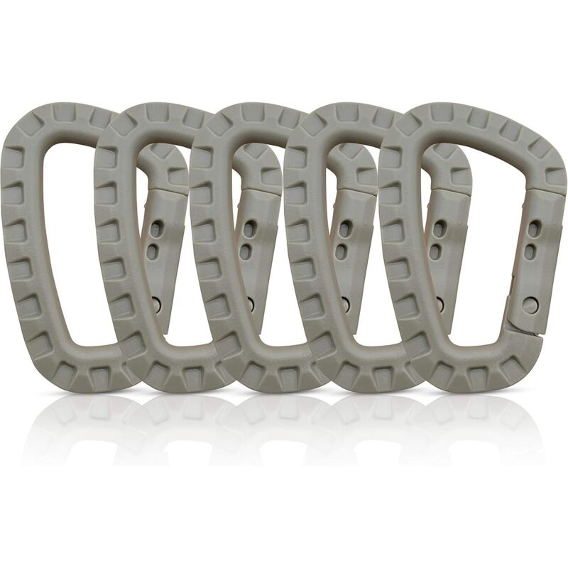 5er-pack Karabiner, Kunststoffkarabiner, Taktischer Karabiner, Militärischer Karabiner, Hochwertige Harte Kunststoffkarabiner, Robust, Multifunktionale D-form
