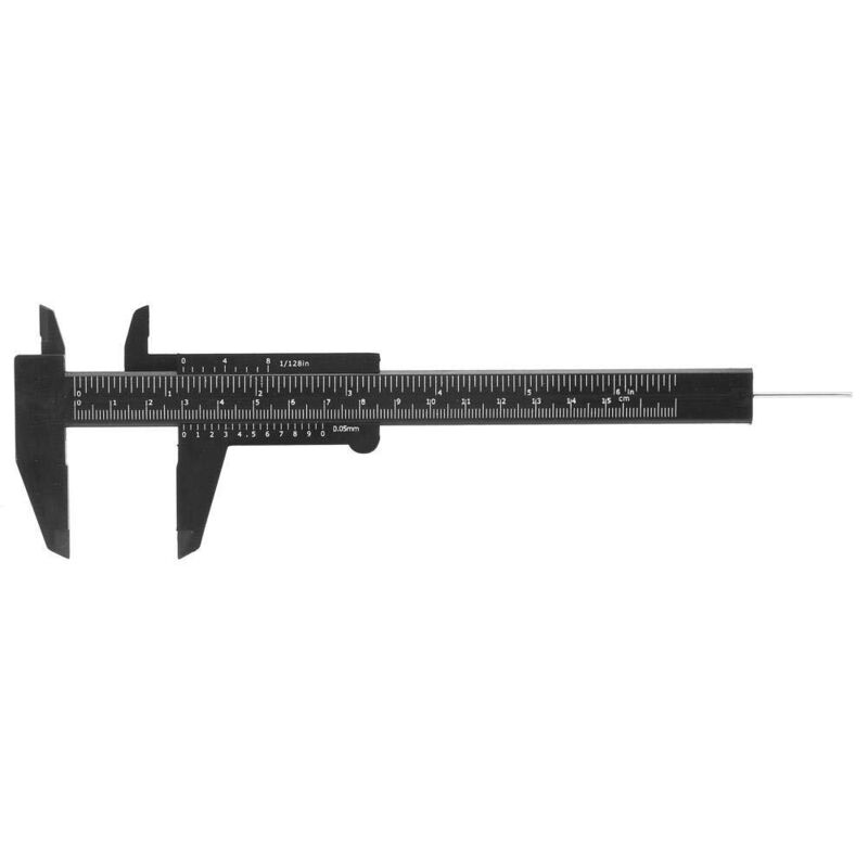 Doppelskalen-messschieber, Hochpräzises Kunststoff-messwerkzeug, 150 Mm, Messbereich Ab 0,5 Mm (schwarz)