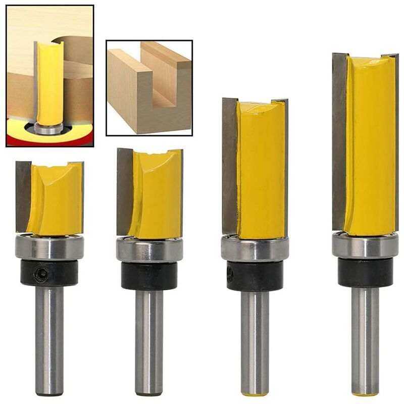Satz Von 4 Flush-cuttern Mit 8 Mm Schaft - Kopierfräser - Stahl