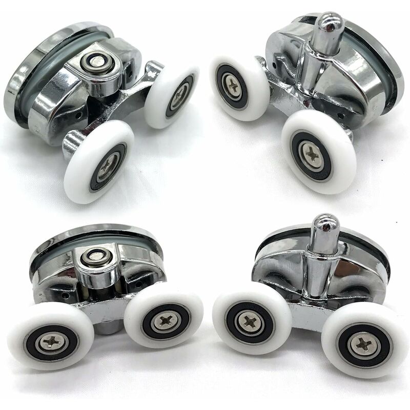 4er-set Duschwagen – Ovale Schmetterlingsrollen 23 Mm – Leiser Lauf – Chrombeschichtung