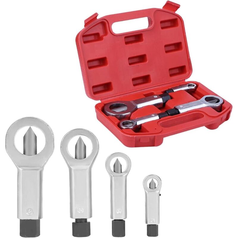 4-teiliges Set Auto-schraubenextraktoren – Robuster Bolzen- Und Mutternabzieher Zur Entfernung Von Gebrochenen Und Beschädigten Muttern (9-12 Mm, 12-16 Mm, 16-22 Mm, 22-27 Mm)