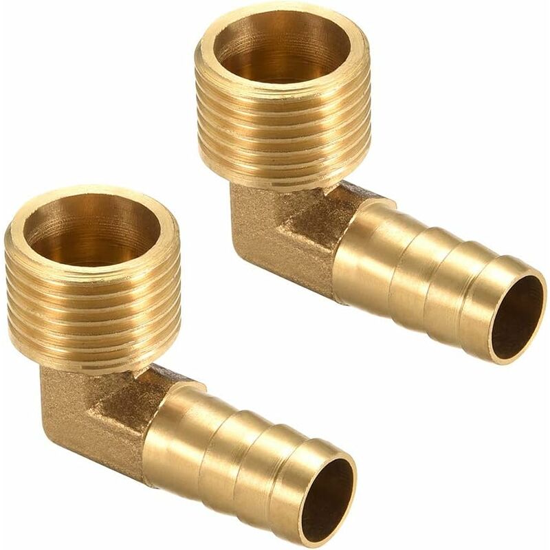 90° Messing-schlauchnippel Mit Gewinde, 12mm Geriffelt X 1/2" Außengewinde, 2 Stück