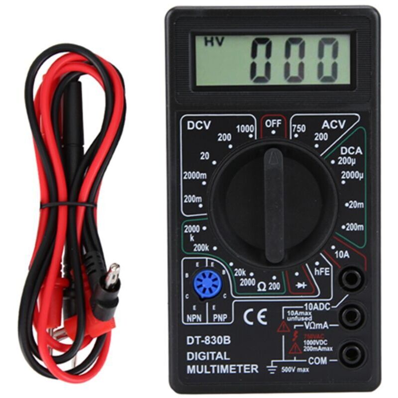 Digitales Multimeter, Kunststoff + Gummi Lcd-digitalmultimeter Professionelles Multimeter Für Laborfabriken (dt-830b Schwarz)